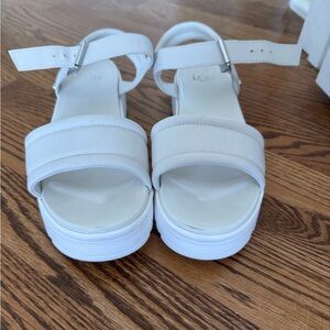 UGG White Espadrille Platform Sandals